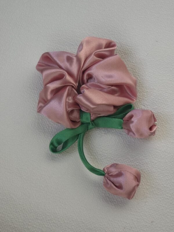 Handcrafted Satin tulip Bloom Hair Scrunchy