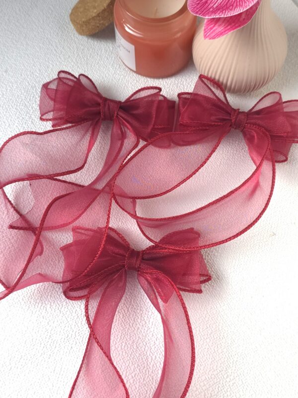 Sheer Red bow hairclip